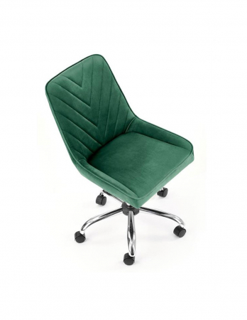 Scaun de birou copii HM Rico, verde, catifea, baza cromata cu roti [3]