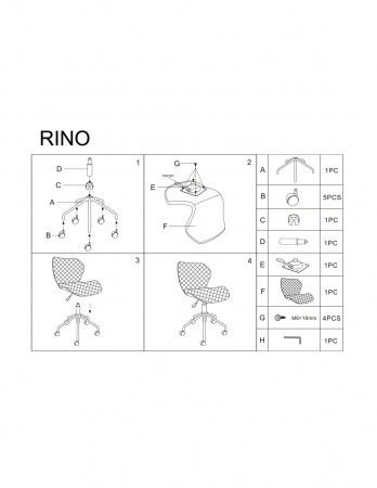 Scaun birou copii SL Rino alb - negru [2]