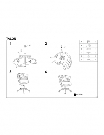 Scaun de birou gri HM Talon cu design matlasat si baza cu roti [7]