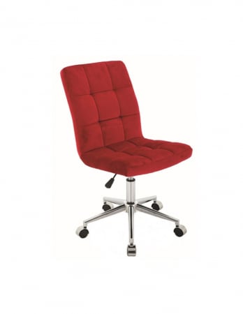 Scaune birou - Scaun birou SL Q020 bordo tapitat cu catifea, baza metalica cromata si roti