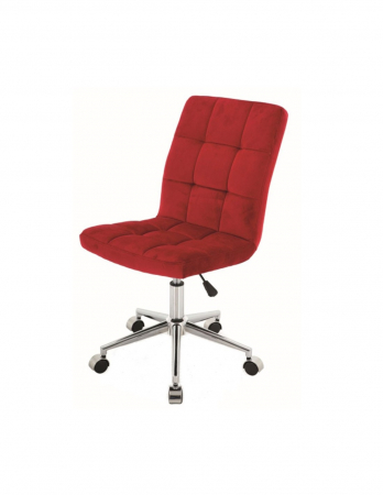 Scaun birou SL Q020 bordo tapitat cu catifea, baza metalica cromata si roti [1]