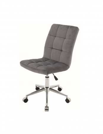 Scaun de birou gri din catifea, model SL Q020, cu baza cromata si roti [1]