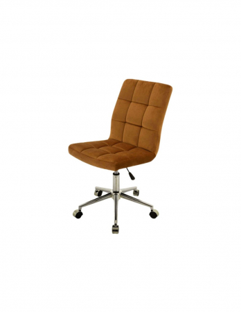 Scaun birou SL Q020 mustar din catifea cu baza cromata si roti [2]
