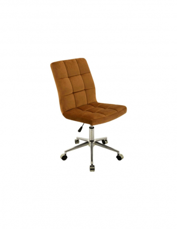 Scaune - Scaun birou SL Q020 mustar din catifea cu baza cromata si roti