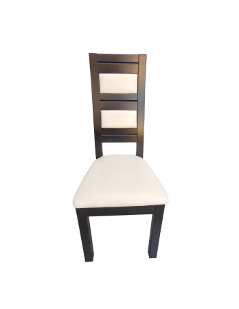 Scaun de bucatarie Eusebio, lemn wenge, sezut si spatar tapitate piele ecologica, crem [1]