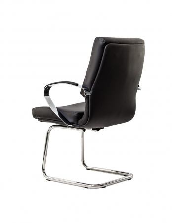 Scaun conferinta 5650S negru, piele naturala, cadru metalic cromat [2]