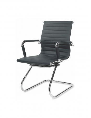 Scaun conferinta HM Prestige Skid negru cu baza metalica cromata [1]
