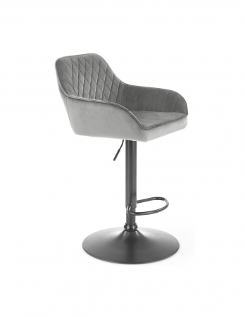 Scaun de bar gri HM H103 din catifea cu spatar capitonat si baza metalica [1]