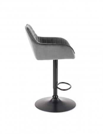 Scaun de bar gri HM H103 din catifea cu spatar capitonat si baza metalica [5]