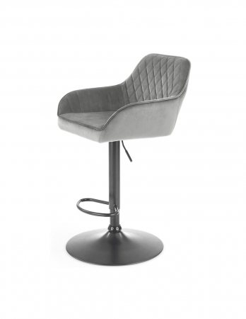 Scaune bar - Scaun de bar gri HM H103 din catifea cu spatar capitonat si baza metalica
