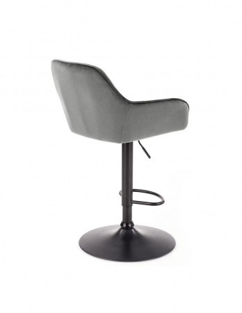 Scaun de bar gri HM H103 din catifea cu spatar capitonat si baza metalica [6]