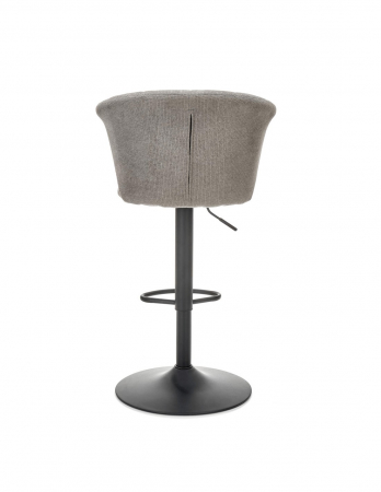 scaun de bar gri HM H104 cu spatar curbat din stofă si baza metalica [5]