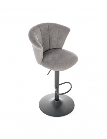 scaun de bar gri HM H104 cu spatar curbat din stofă si baza metalica [7]