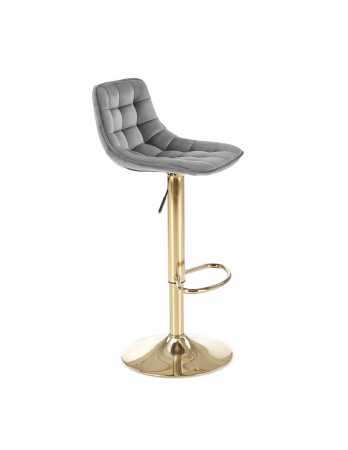 Scaun de bar HM H120 gri cu picioare aurii, catifea [4]