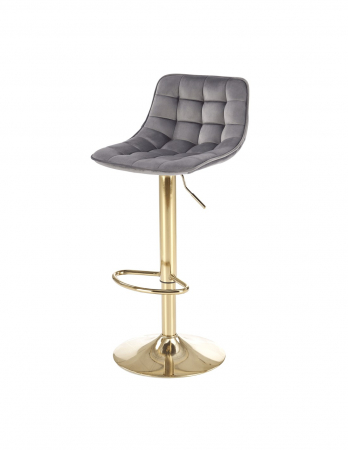 Scaune bar - Scaun de bar HM H120 gri cu picioare aurii, catifea