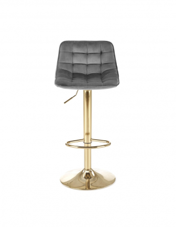 Scaun de bar HM H120 gri cu picioare aurii, catifea [3]