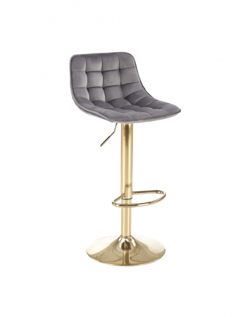 Scaun de bar HM H120 gri cu picioare aurii, catifea [1]