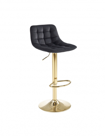 Scaun de bar HM H120 din catifea neagră cu bază aurie [1]