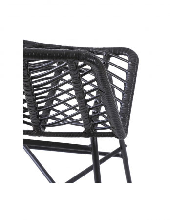 Scaun de bar negru HM H97 cu sezut si spatar impletit din ratan si picioare metalice [7]
