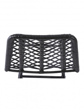 Scaun de bar negru HM H97 cu sezut si spatar impletit din ratan si picioare metalice [9]