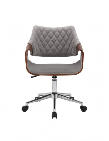 Scaun de birou HM Colt, din catifea gri, cu picioare cromate și design modern [1]
