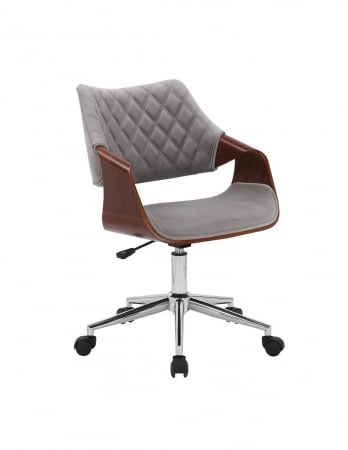Scaun de birou HM Colt, din catifea gri, cu picioare cromate și design modern [5]