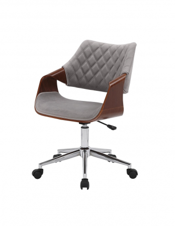 Scaune - Scaun de birou HM Colt, din catifea gri, cu picioare cromate și design modern
