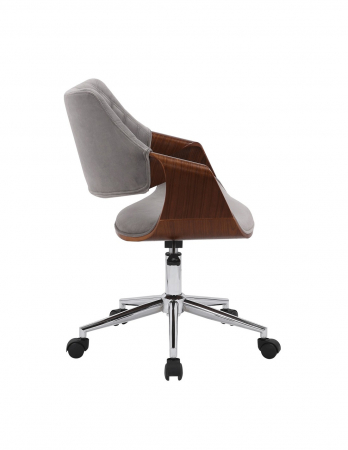 Scaun de birou HM Colt, din catifea gri, cu picioare cromate și design modern [4]