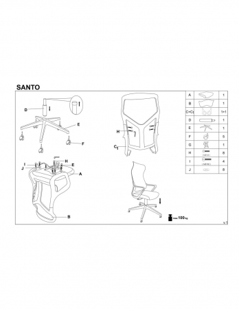 Scaun de birou HM Santo gri, ergonomic cu spatar din plasa [10]