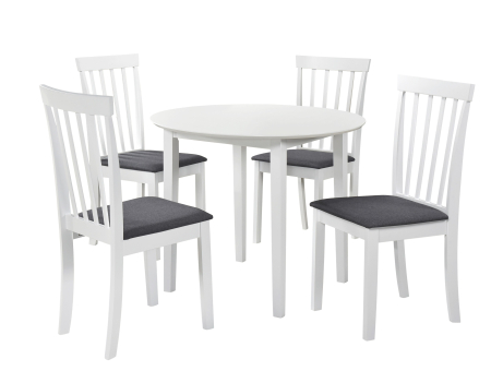 Scaun de living si bucatarie din lemn masiv Houston, tapiterie stofa,100 kg, 94x49x40 cm, alb/gri [3]