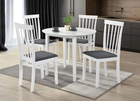 Scaun de living si bucatarie din lemn masiv Houston, tapiterie stofa,100 kg, 94x49x40 cm, alb/gri [4]