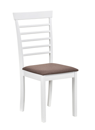 Scaun de living si bucatarie din lemn masiv Montreal, tapiterie stofa,100 kg, 94x49x40 cm, alb/maro [2]