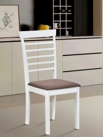 Scaune Lemn - Scaun de living si bucatarie din lemn masiv Montreal, tapiterie stofa,100 kg, 94x49x40 cm, alb/maro