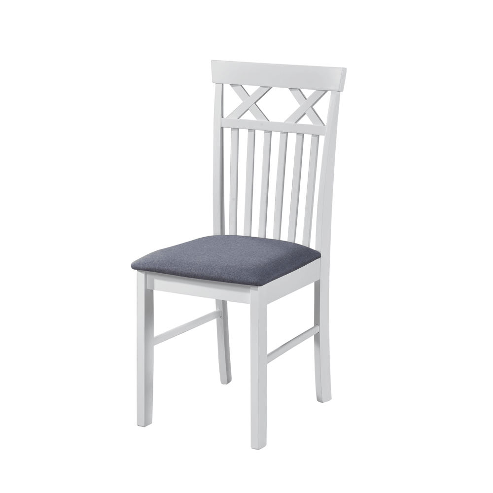 Scaun de living si bucatarie din lemn masiv Rebecca, tapiterie stofa,100 kg, 94x49x43.5 cm, alb/gri [3]