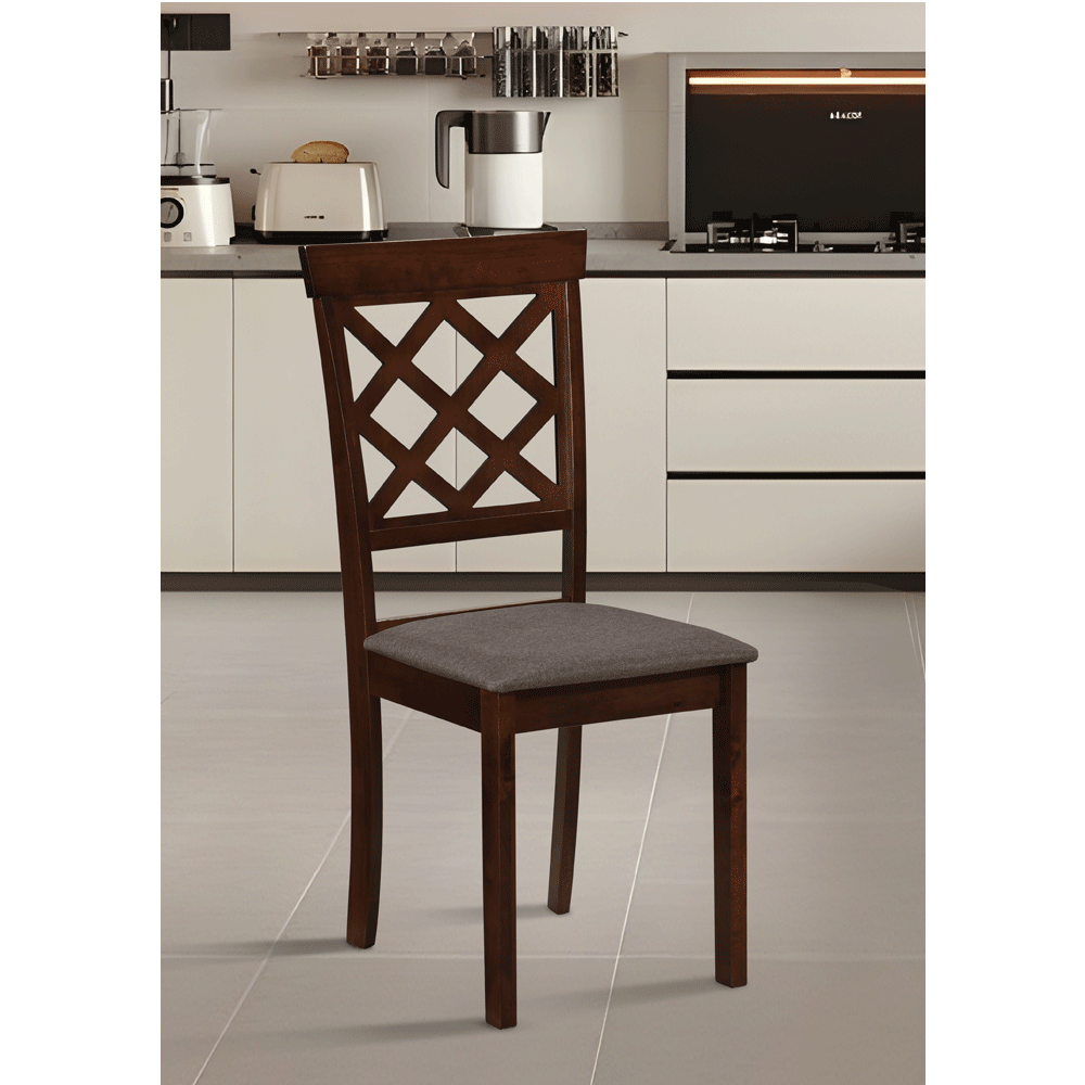 Scaun de living si bucatarie din lemn masiv Vienna, tapiterie stofa,100 kg, 94x49x40 cm, nuc/maro [0]