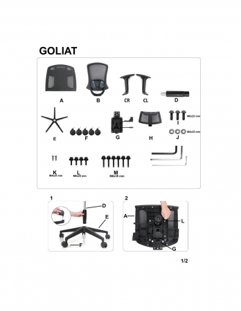 Scaun directorial negru cu tetiera HM Goliat, mesh respirabil [8]