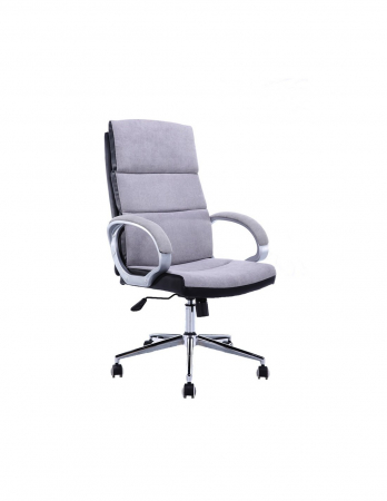 Scaune directoriale - Scaun directorial GN109 gri din material textil, cu brate cromate si baza metalica pe roti