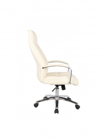 Scaun directorial GN62 piele ecologica crem cu brate metalice si baza cu rotile [4]