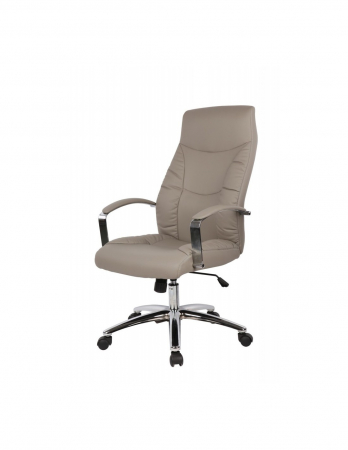 Scaun directorial GN62 piele ecologica crem cu brate metalice si baza cu rotile [2]