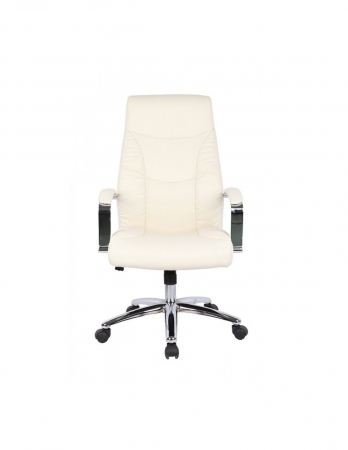 Scaun directorial GN62 piele ecologica crem cu brate metalice si baza cu rotile [5]