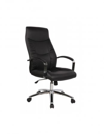 Scaun directorial GN62 piele ecologica crem cu brate metalice si baza cu rotile [9]