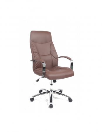 Scaun directorial GN62 piele ecologica crem cu brate metalice si baza cu rotile [6]