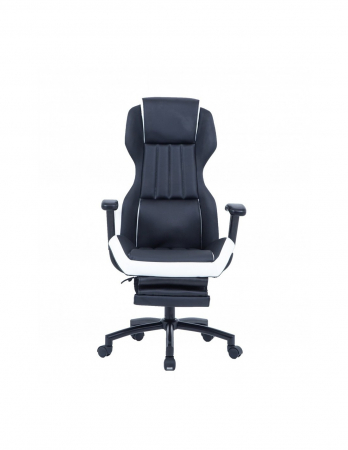 Scaun directorial GN77 Kronos negru-alb, cu suport pentru picioare retractabil [1]