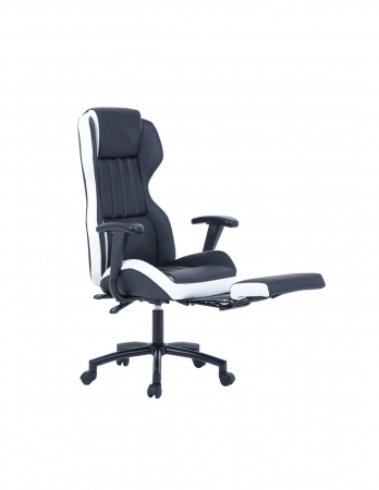 Scaun directorial GN77 Kronos negru-alb, cu suport pentru picioare retractabil [2]