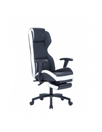 Scaune directoriale - Scaun directorial GN77 Kronos negru-alb, cu suport pentru picioare retractabil
