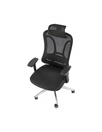 Scaun directorial negru HM Gilberto, ergonomic, cu suport lombar și bază din aluminiu cromat [7]