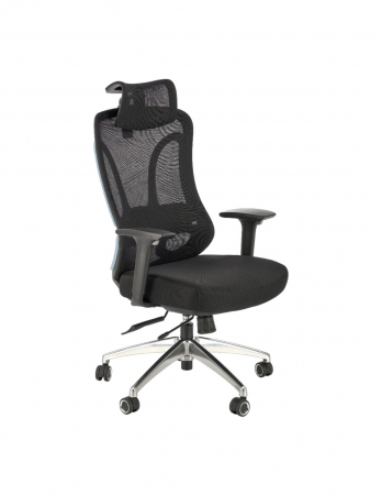 Scaun directorial negru HM Gilberto, ergonomic, cu suport lombar și bază din aluminiu cromat [2]