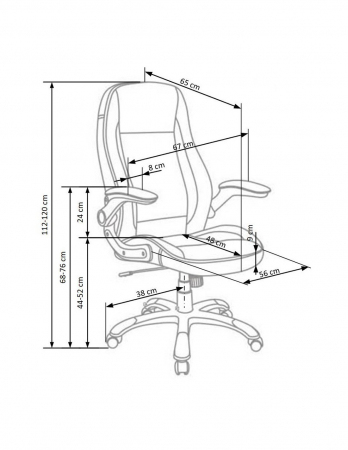 Scaun directorial HM Saturn alb, piele ecologica perforata, brate ajustabile [2]