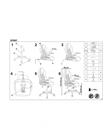 Scaun directorial HM Sonic negru-gri, design ergonomic [11]