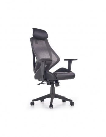 Scaune living - Scaun directorial ergonomic negru cu spatar mesh si tetiera